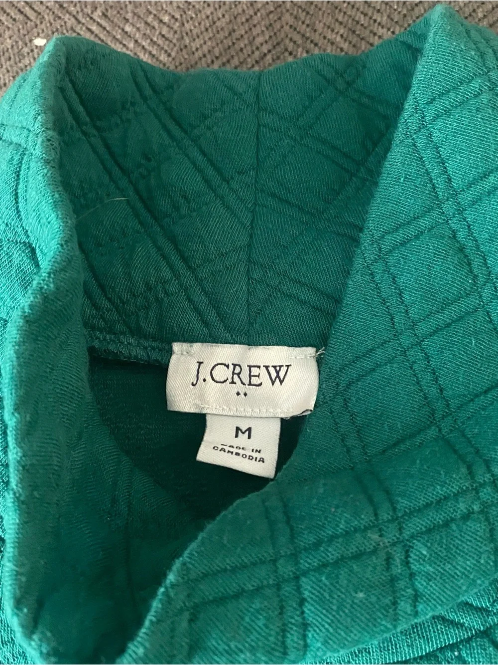 J. Crew Quilted Turtleneck Sweatshirt in Green SZ M